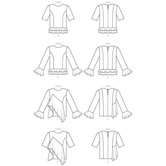 Butterick Sewing Pattern 6595 Women's Ruffle Blouse Size 14-22 - Picture 3 of 6